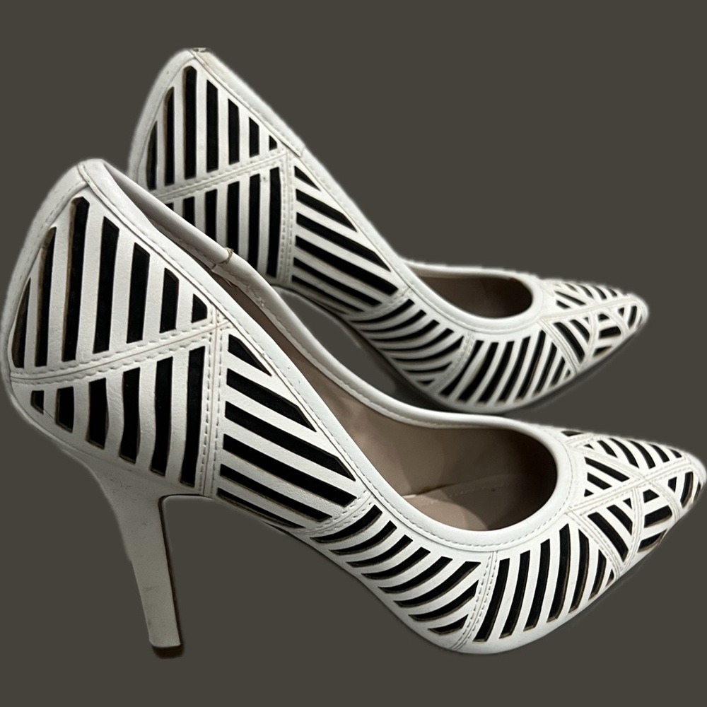 Black & White Milos Cutout Stiletto Pumps / Heels from Neiman Marcus